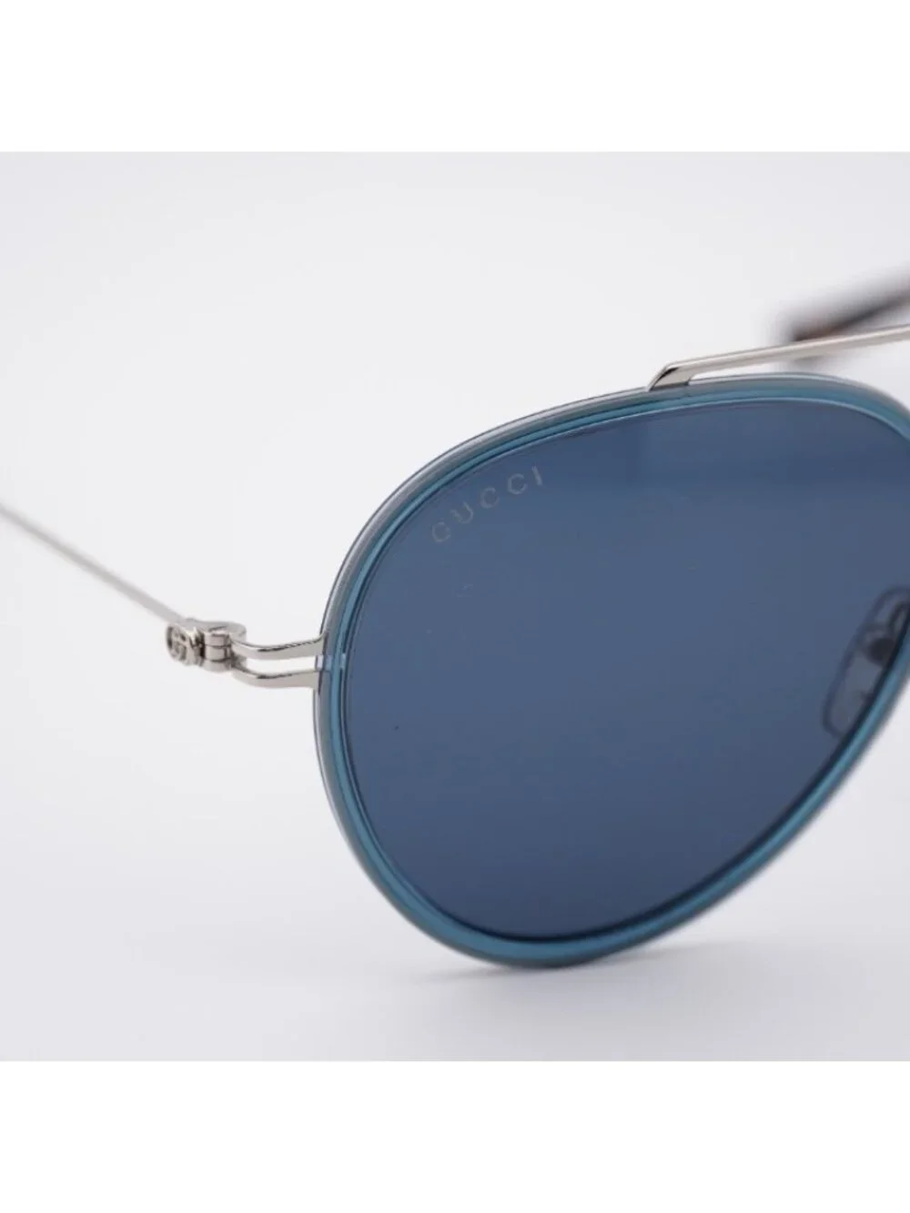 Gucci GG1981S 003 Sunglasses Blue/Silver Aviator Frame, Blue Lenses